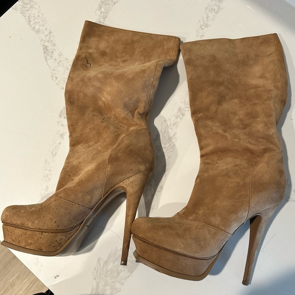 Elegant Tan High Heel Boots